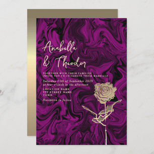 Jewel Tone Purple Gold Wedding Invitation