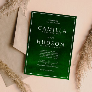 Jewel Tone Romance Emerald Minimal Wedding Invitation