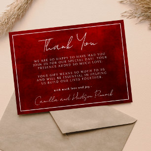 Jewel Tone Romance   Ruby   Thank You Note Card