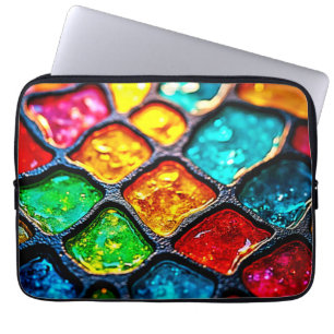 Jewel Tone Stained Glass Art Glow Design Laptop Sleeve