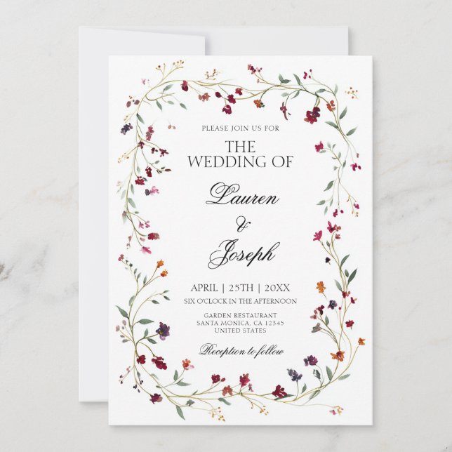 Jewel Tone Wedding Invitation (Front)
