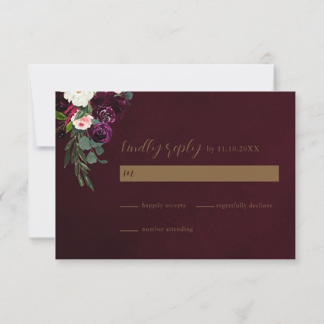 Jewel Tone Wedding RSVP Card (Front)