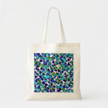 Jewel-Toned Blue and Green Sea Glass Mosaic Tote