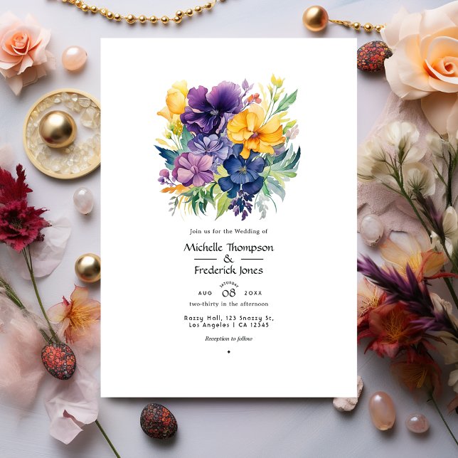 Jewel Toned Floral Wedding Invitation (Creator Uploaded)