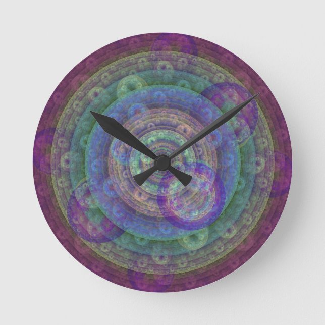 Jewel Toned Fractal Round Clock (Front)