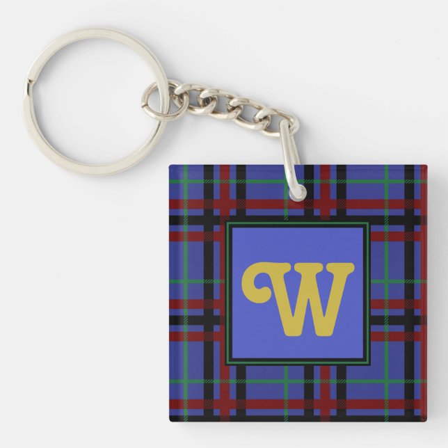 Jewel-Toned Plaid Acrylic Keychain (Front)