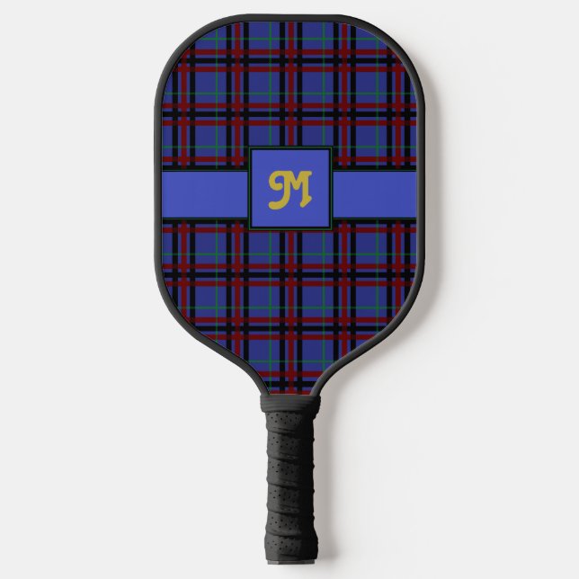 Jewel-Toned Plaid Pickleball Paddle (Front)