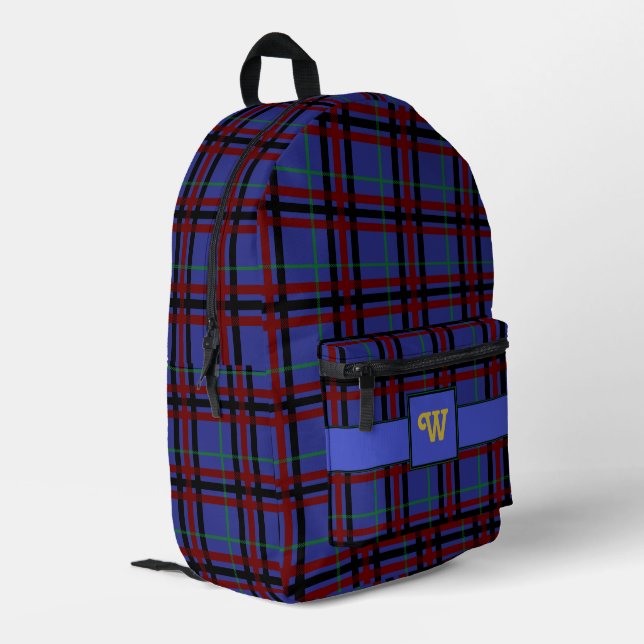 Jewel-Toned Plaid Printed Backpack (Back Corner Left)