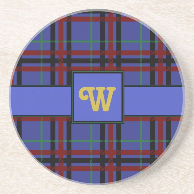 Jewel-Toned Plaid Sandstone Coaster (Front)