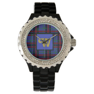 Jewel-Toned Plaid Watch