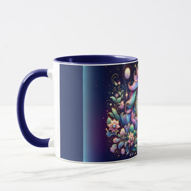 Jewel Toned Unicorn Floral Fantasy Mug (Left)