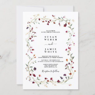 Jewel Toned Wreath Wedding Invitation