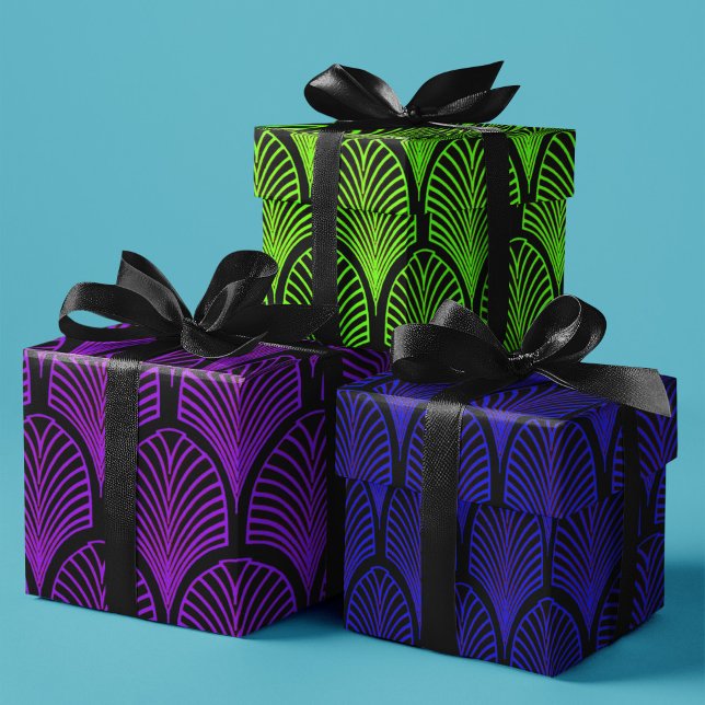 Jewel Tones Art Deco Arches Pattern Wrapping Paper Sheet (Creator Uploaded)