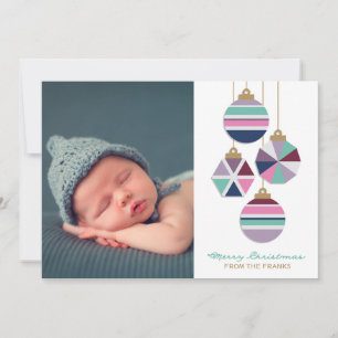 Jewel Tones Geometric Ornaments Holiday Photo Card