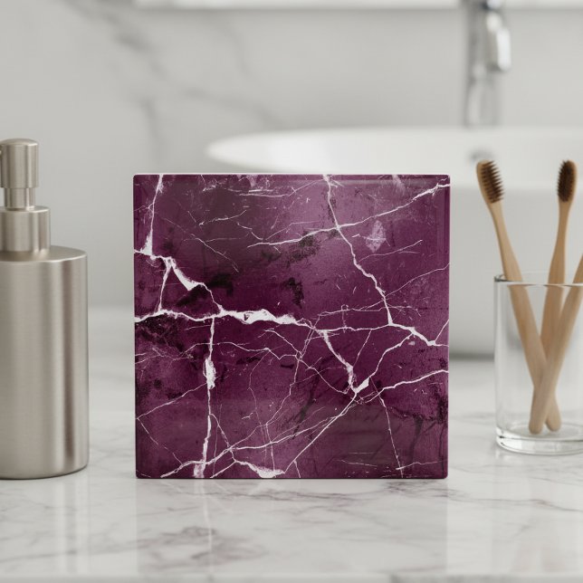 Jewel Tones Marble Abstract Plum Purple ID1288 Ceramic Tile (Creator Uploaded)