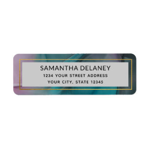 Jewel Tones Marble Ink Wash Pattern Return Address Label