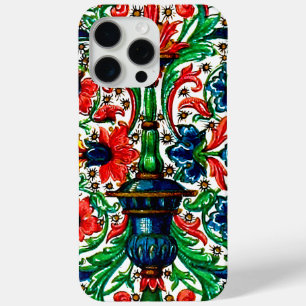 Jewel Tones Mediaeval Manuscript Flowers Scrolls iPhone 15 Pro Max Case
