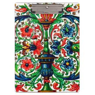 Jewel Tones Mediaeval Manuscript Flowers Scrolls Clipboard