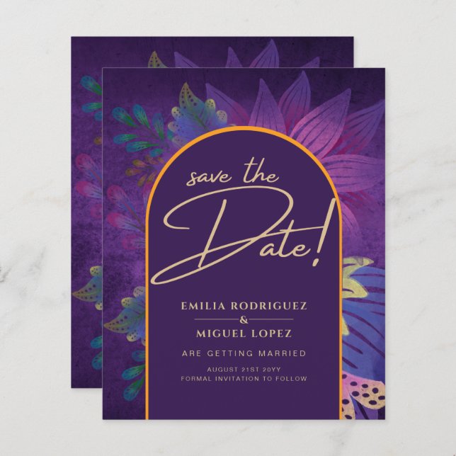 Jewel Tones Plum Purple Berry Gold Wedding (Front/Back)