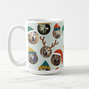 Jewel Tones Silly Christmas Hat Dog Photo Collage Coffee Mug