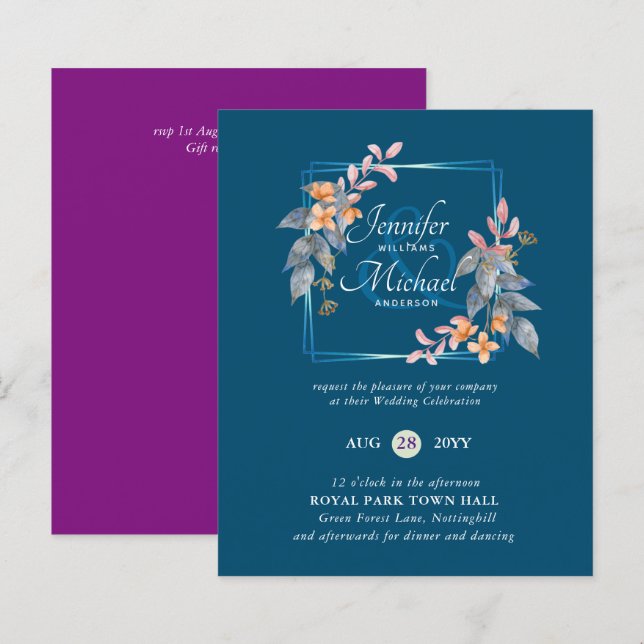 Jewel Tones Themed Wedding Save Dates Budget (Front/Back)