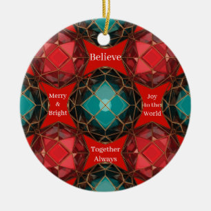 Jeweled Kaleidoscope Christmas Ceramic Ornament
