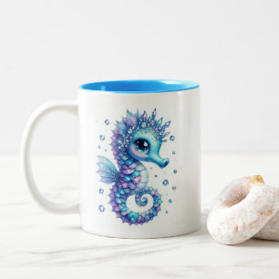 Jeweled Seahorse Two-Tone Coffee Mug