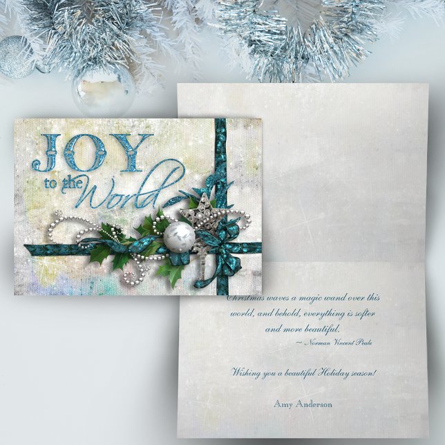 Jeweled Teal and Silver Christmas Card (Creator Uploaded)