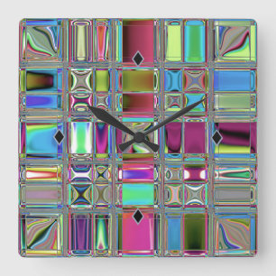 Jewelee Modern Mosaic Art Square Wall Clock