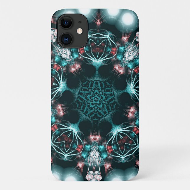 Jewelia : Aqua Green Fractal Jewels  Case-Mate iPhone Case (Back)