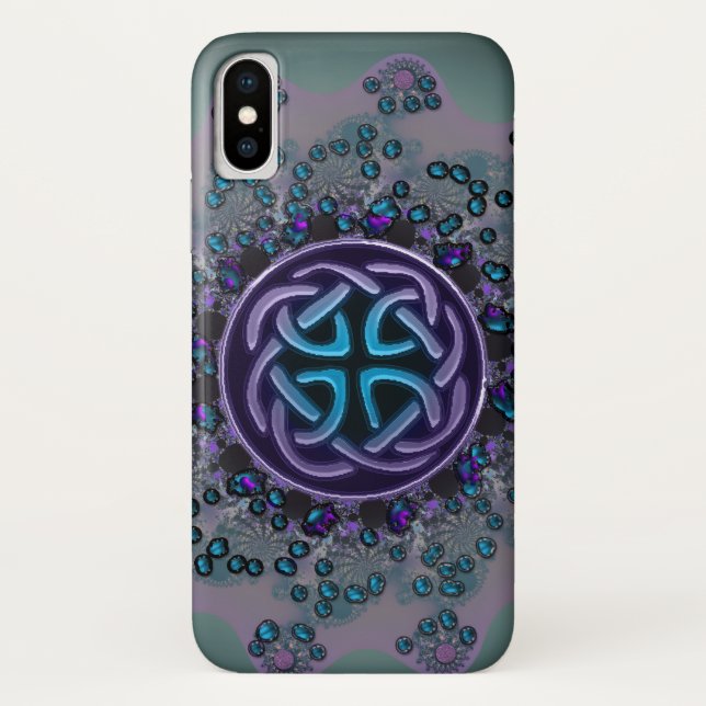 Jewelled Celtic Fractal Mandala iPhone X Case (Back)