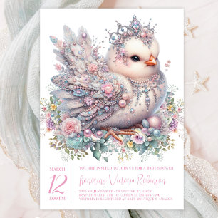 Jewelled Chick Baby Shower Invitation