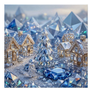 Jewelled Christmas Village Emerald Tree Crystal  Poster