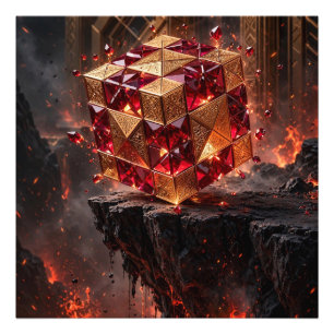 Jewelled Cube on the Volcanic Precipice Photo Print