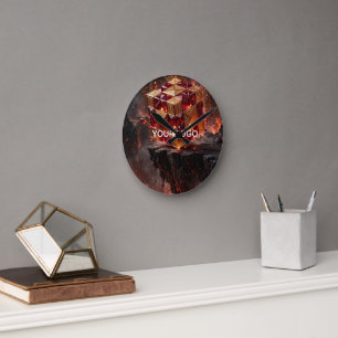 Jewelled Cube on the Volcanic Precipice Round Clock
