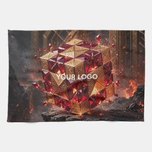 Jewelled Cube on the Volcanic Precipice Tea Towel