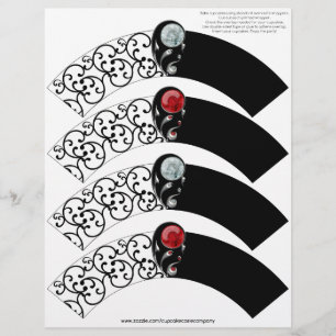 Jewelled Damask Cupcake Cosie - Red and Crystal