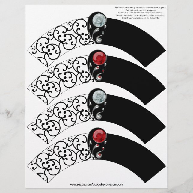 Jewelled Damask Cupcake Cosie - Red and Crystal (Front)