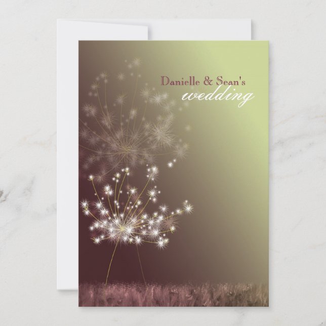 Jewelled Dandelions Rural Wedding Invitation (Front)