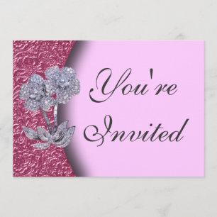 Jewelled Diamond Flowers Party Invitation