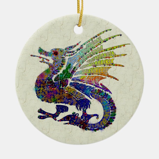 Jewelled Dragon Ceramic Tree Decoration (Front)