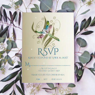Jewelled Dragonfly Wedding RSVP Card