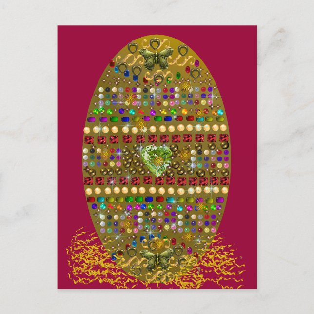 Jewelled Easter Egg Holiday Postcard (Front)