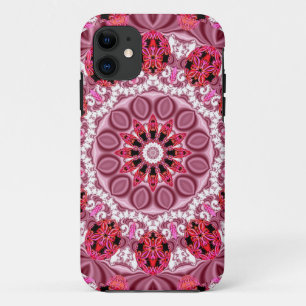 Jewelled Fans, Abstract Lace Candy, Red Pink Rose iPhone 11 Case