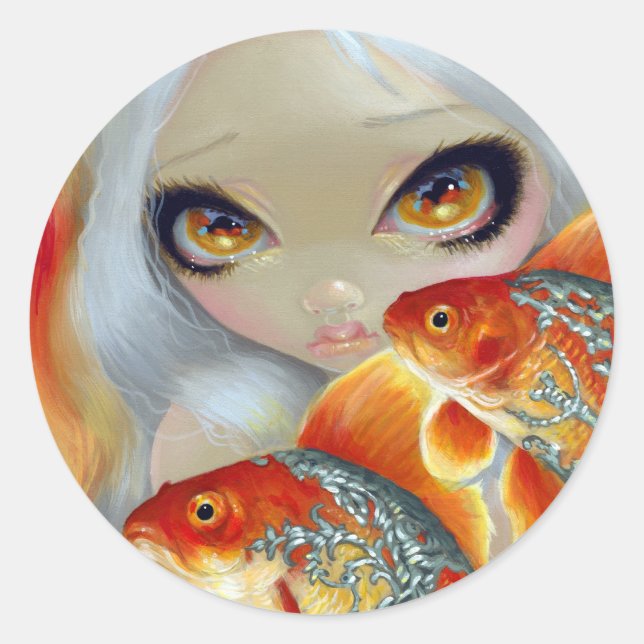"Jewelled Fish:  Silver and Gold" Sticker (Front)