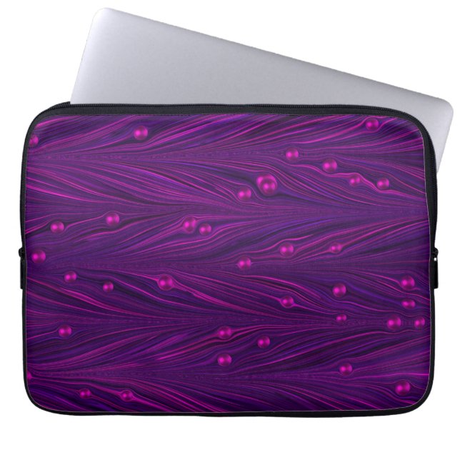 Jewelled Hot Pink Purple Pearls Laptop Sleeve (Front)