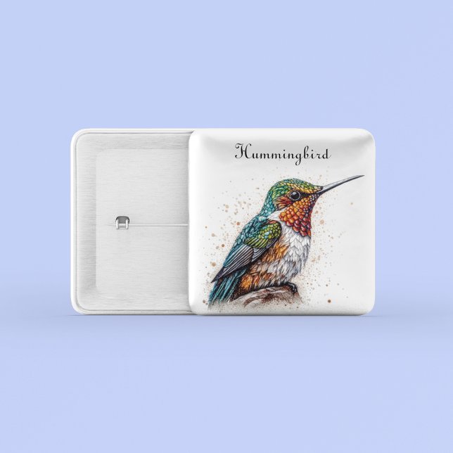Jewelled Hummingbird Serenade, custom 15 Cm Square Badge (Creator Uploaded)