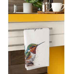 Jewelled Hummingbird Serenade, custom Tea Towel