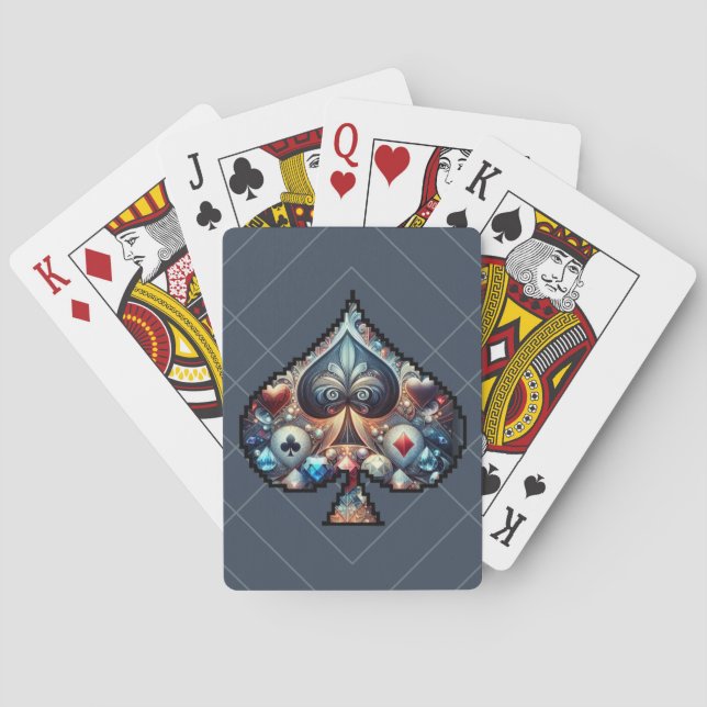 Jewelled look Spade Design Playing Cards (Back)