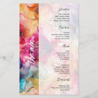 Jewelled Luxe Pink Purple Glamourous Wedding Menu
